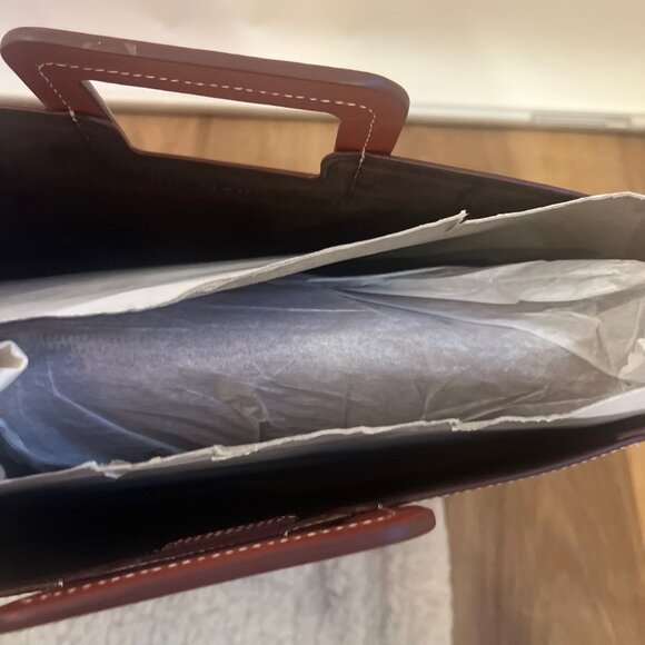 NWT STAUD COGNAC SHIRLEY LEATHER BAG SADDLE - Picture 6 of 9